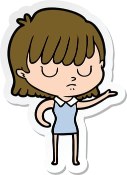 sticker of a cartoon woman vector