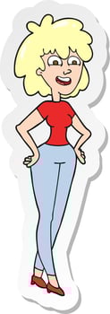 sticker of a cartoon surprised woman vector