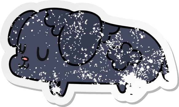 distressed sticker cartoon kawaii of a cute dog vector