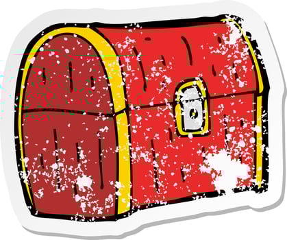 retro distressed sticker of a cartoon treasure chest vector
