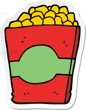 sticker of a cartoon popcorn vector