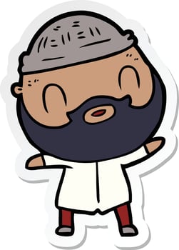 sticker of a cartoon bearded man vector