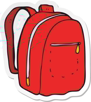 sticker of a cartoon rucksack vector
