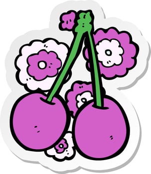 sticker of a cartoon cherries vector