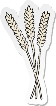 retro distressed sticker of a cartoon wheat vector