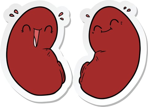 sticker of a cartoon happy kidneys vector