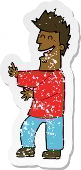 retro distressed sticker of a cartoon laughing man vector