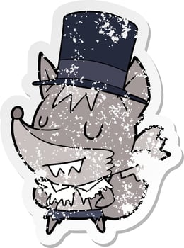distressed sticker of a cartoon posh werewolf vector