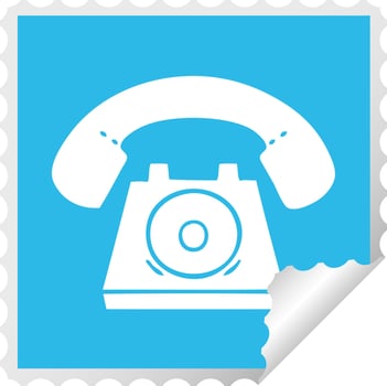 square peeling sticker cartoon old telephone vector