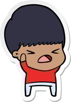 sticker of a cartoon stressed man vector