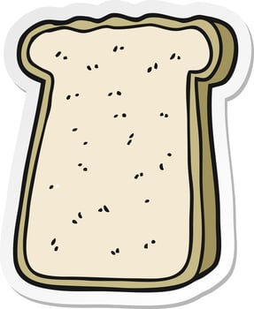 sticker of a cartoon slice of toast vector