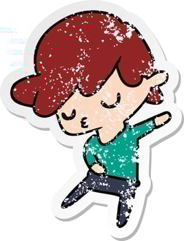 distressed sticker cartoon of kawaii cute boy vector