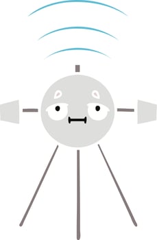 flat color retro cartoon satellite vector