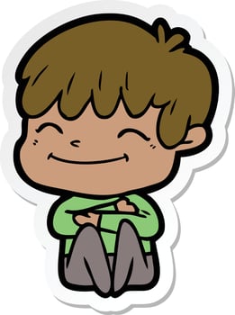 sticker of a cartoon happy boy vector