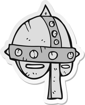 sticker of a cartoon medieval helmet vector