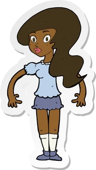 sticker of a cartoon pretty woman vector