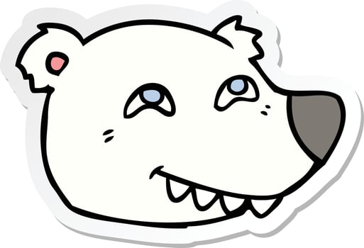 sticker of a cartoon polar bear face vector