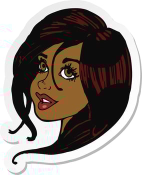 sticker of a cartoon pretty female face vector