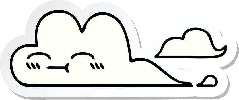sticker of a cute cartoon white cloud vector