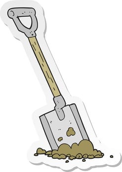 sticker of a cartoon shovel in dirt vector