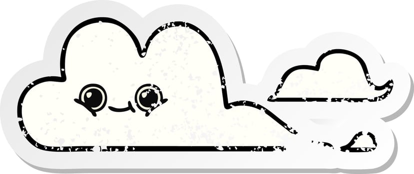 distressed sticker of a cute cartoon clouds vector