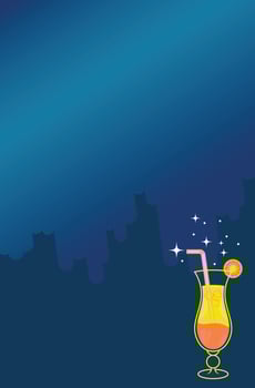 Cocktail vector illustration on dark background.