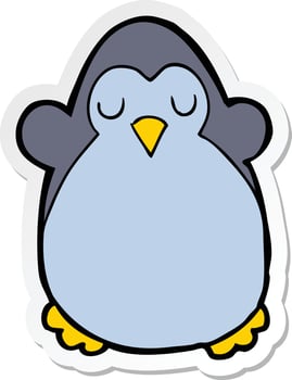 sticker of a cartoon penguin vector