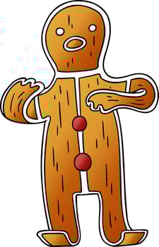 gradient cartoon doodle of a gingerbread man vector