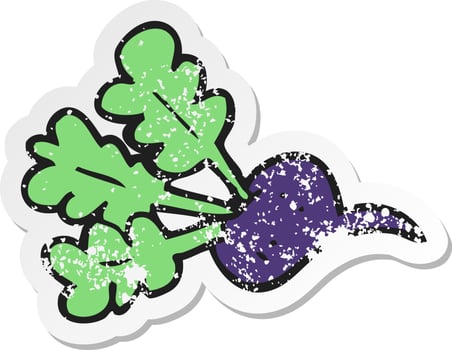 retro distressed sticker of a cartoon beet vector