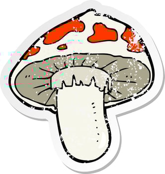 retro distressed sticker of a cartoon toadstool vector