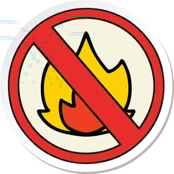 sticker of a cute cartoon no fire allowed sign vector