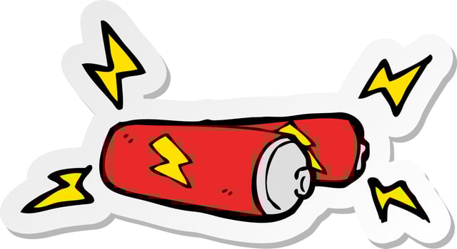 sticker of a cartoon batteries vector