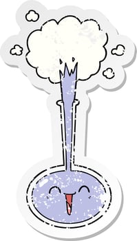 distressed sticker of a cartoon science experiment vector