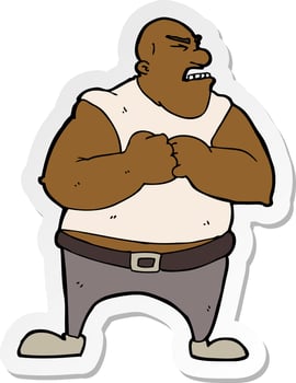 sticker of a cartoon violent man vector