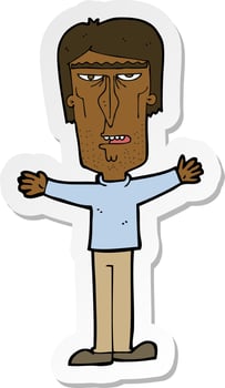 sticker of a cartoon angry man vector