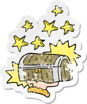 retro distressed sticker of a cartoon treasure chest vector