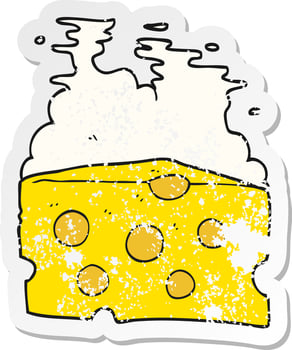 retro distressed sticker of a cartoon cheese vector