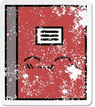 distressed sticker of a cute cartoon notebook vector