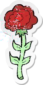 retro distressed sticker of a cartoon rose vector