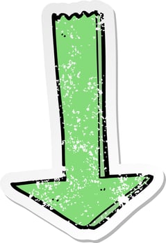 distressed sticker of a cartoon pointing arrow vector