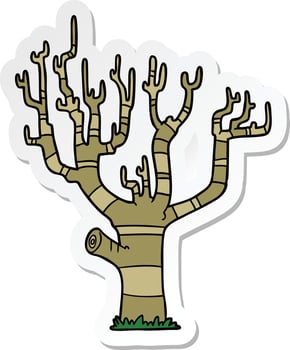sticker of a cartoon winter tree vector