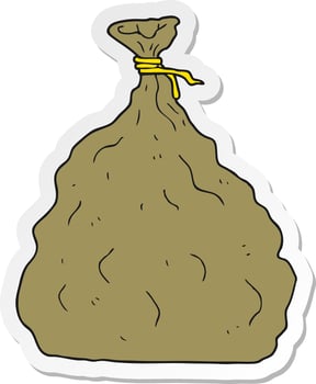 sticker of a cartoon tied sack vector