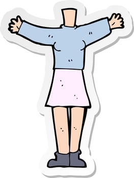 sticker of a cartoon female body vector