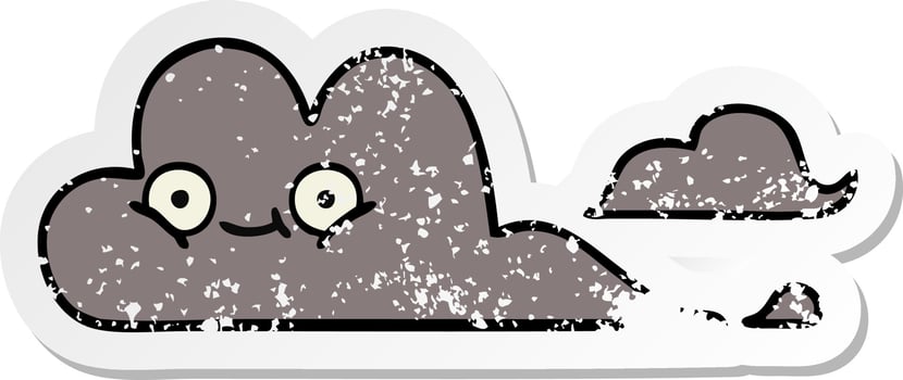 distressed sticker of a cute cartoon storm cloud vector