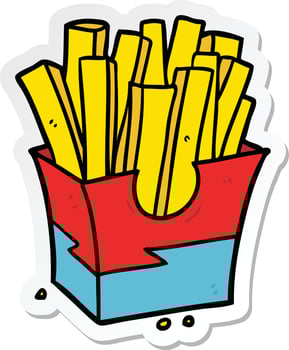 sticker of a cartoon fries vector