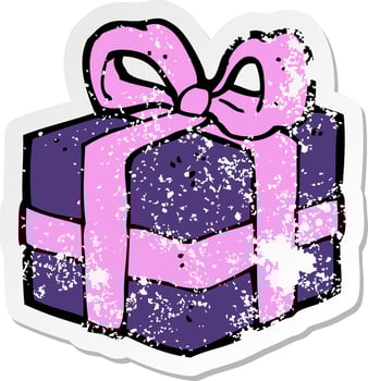 retro distressed sticker of a cartoon christmas present vector