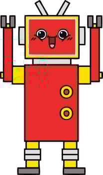 cute cartoon happy robot vector