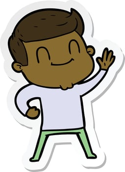 sticker of a cartoon friendly man vector