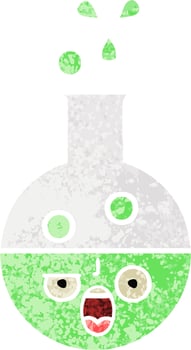 retro illustration style cartoon test tube vector