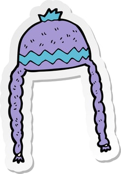 sticker of a cartoon cool hat vector